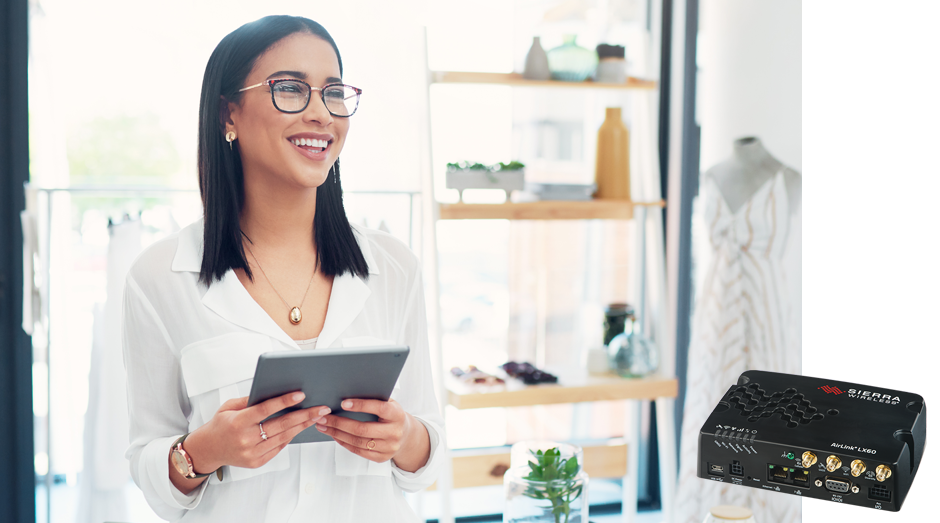 Happy Business Owner holding a tablet